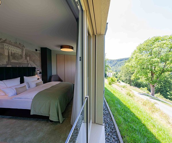 Das Freiblick-Zimmer mit einem gemütlichen Doppelblick ins Freie in die Natur.